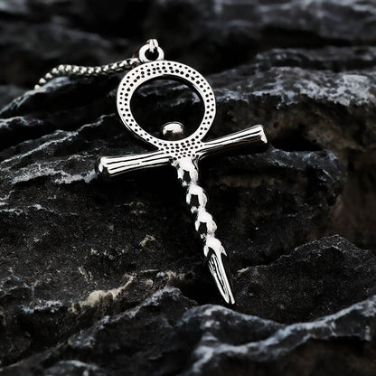 Gemcohub Necklace Vintage Men's Ankh Skull Cross Pendant Necklace
