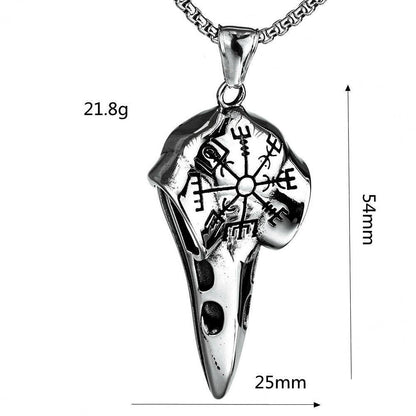 Gemcohub Necklace Vintage Viking Raven Head Compass Necklace: Silver