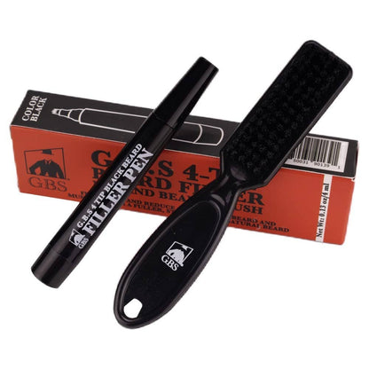 GENTS FINE GROOMING PRODUCTS GENTS FINE GROOMING PRODUCTS - Beard Filler Pen 4 Tip + Beard Brush (Black or Brown): Brown