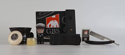 GENTS FINE GROOMING PRODUCTS GENTS FINE GROOMING PRODUCTS - G.B.S Black Luxury Shaving Kit - Wood Straight Razor Black