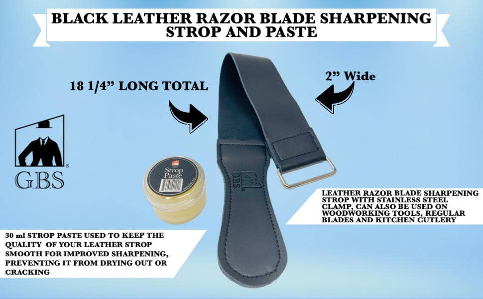 GENTS FINE GROOMING PRODUCTS GENTS FINE GROOMING PRODUCTS - G.B.S Complete Men’s Wood Shaving Set - Straight Razor 6/8"