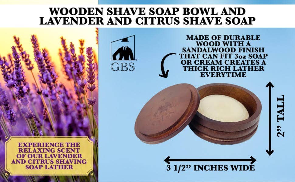 GENTS FINE GROOMING PRODUCTS GENTS FINE GROOMING PRODUCTS - G.B.S Complete Men’s Wood Shaving Set - Straight Razor 6/8"