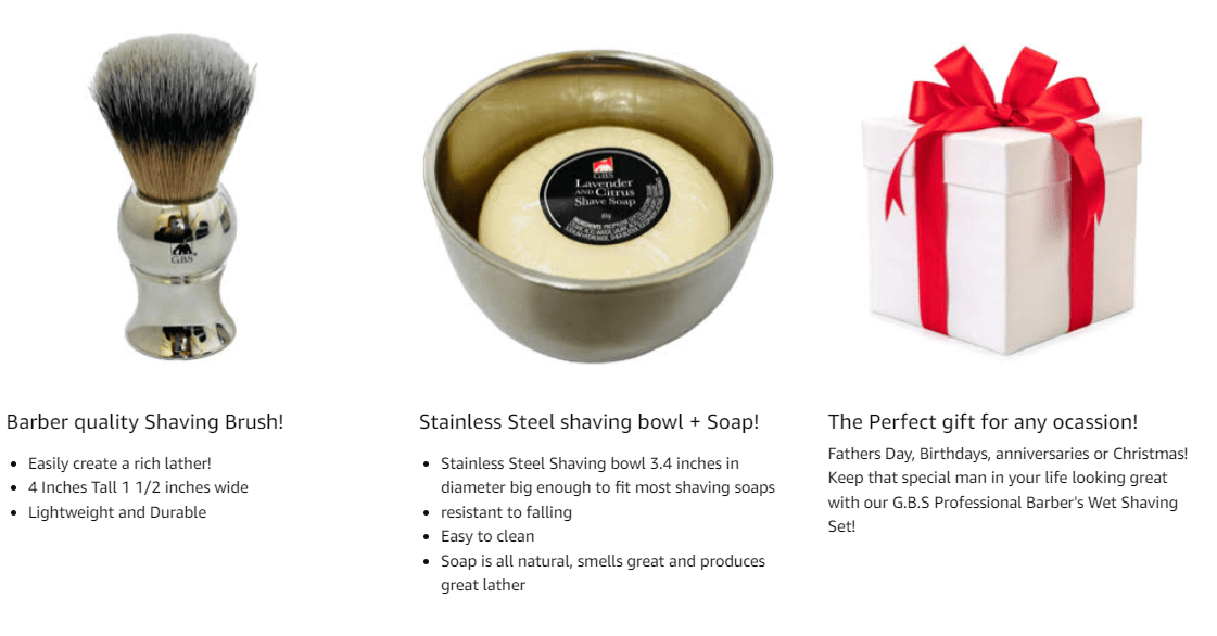 GENTS FINE GROOMING PRODUCTS GENTS FINE GROOMING PRODUCTS - G.B.S Men's Professional Barber Wet Shaving Set- Interchange