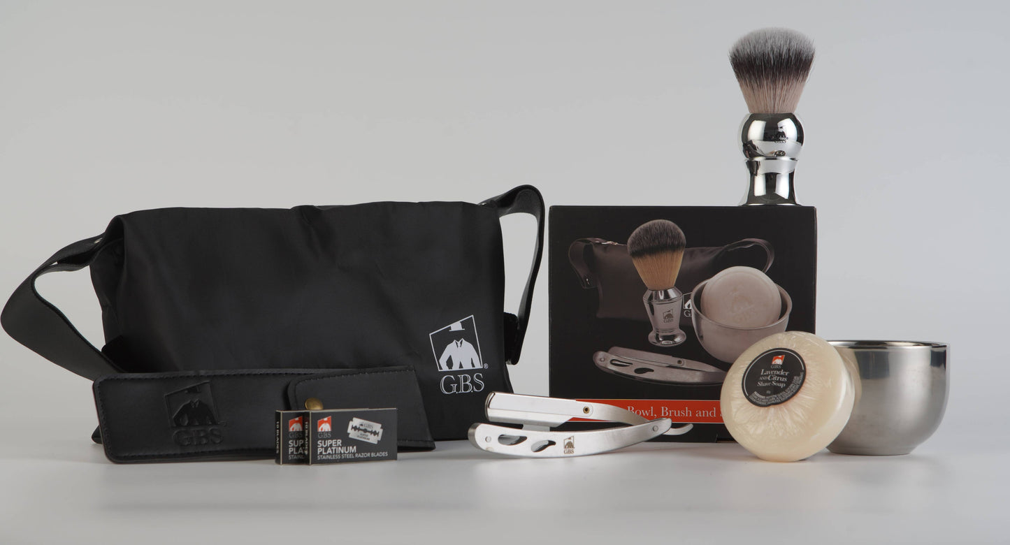 GENTS FINE GROOMING PRODUCTS GENTS FINE GROOMING PRODUCTS - G.B.S Men's Professional Barber Wet Shaving Set- Interchange