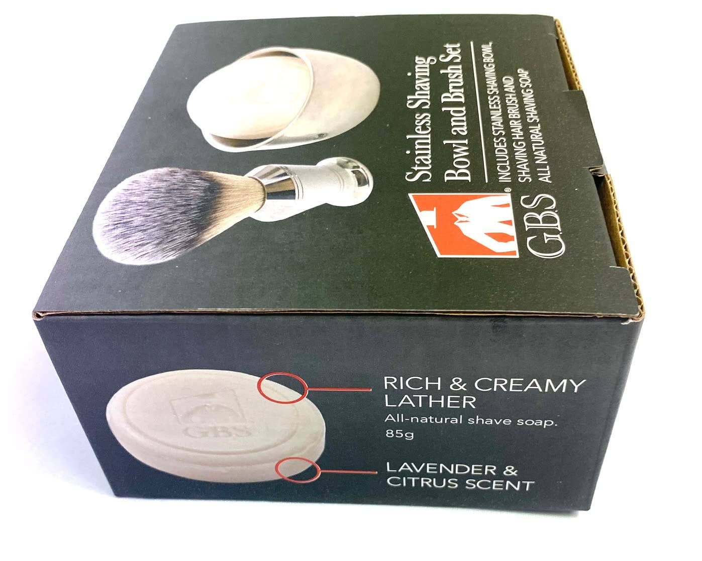 GENTS FINE GROOMING PRODUCTS GENTS FINE GROOMING PRODUCTS - G.B.S Wet Shaving Set- Stainless Shaving Brush, Bowl + Soap