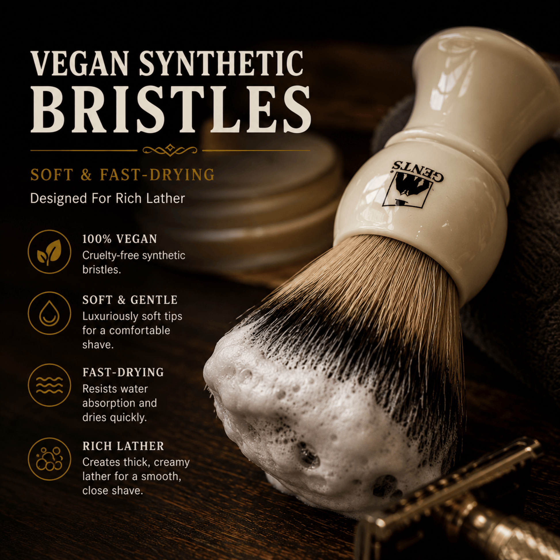 GENTS FINE GROOMING PRODUCTS GENTS FINE GROOMING PRODUCTS - GBS 3 Piece  Mug, brush and Shaving soap Set: Ivory