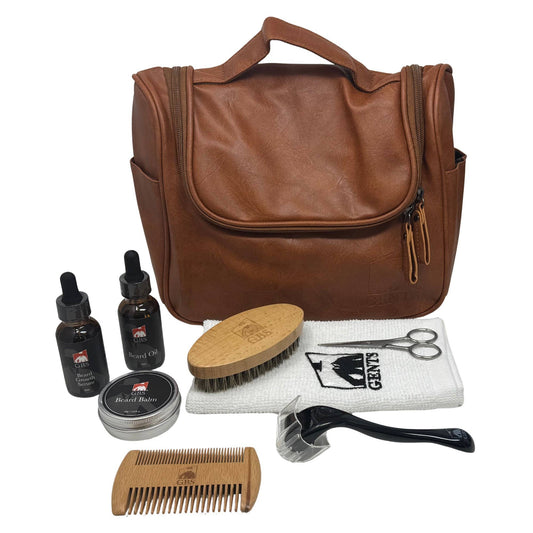 GENTS FINE GROOMING PRODUCTS GENTS FINE GROOMING PRODUCTS - GENTS Beard Care Kit for Men with Faux Leather Travel Bag