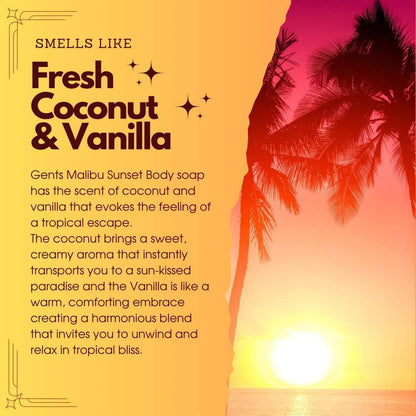 GENTS FINE GROOMING PRODUCTS GENTS FINE GROOMING PRODUCTS - GENTS Body Soaps 5 oz All Natural 5 DIFFERENT SCENTS: Malibu Sunset ( Coconut & Vanilla)