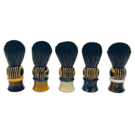GENTS FINE GROOMING PRODUCTS GENTS FINE GROOMING PRODUCTS - GENTS CUSTOM SHAVING BRUSH W/ Multiple Color Resin Handles : Black / Gold Top