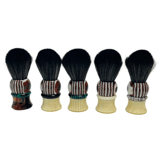 GENTS FINE GROOMING PRODUCTS GENTS FINE GROOMING PRODUCTS - GENTS CUSTOM SHAVING BRUSH W/ Multiple Color Resin Handles : Brown / White / Grey Top (Horn)