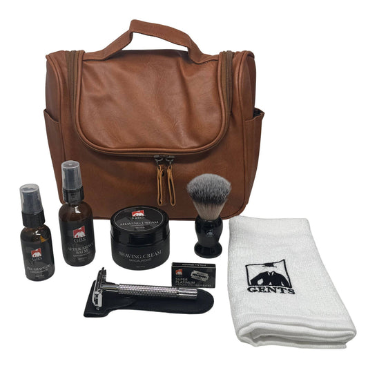 GENTS FINE GROOMING PRODUCTS GENTS FINE GROOMING PRODUCTS - GENTS Men’s Shaving Kit with Faux Leather Travel Bag