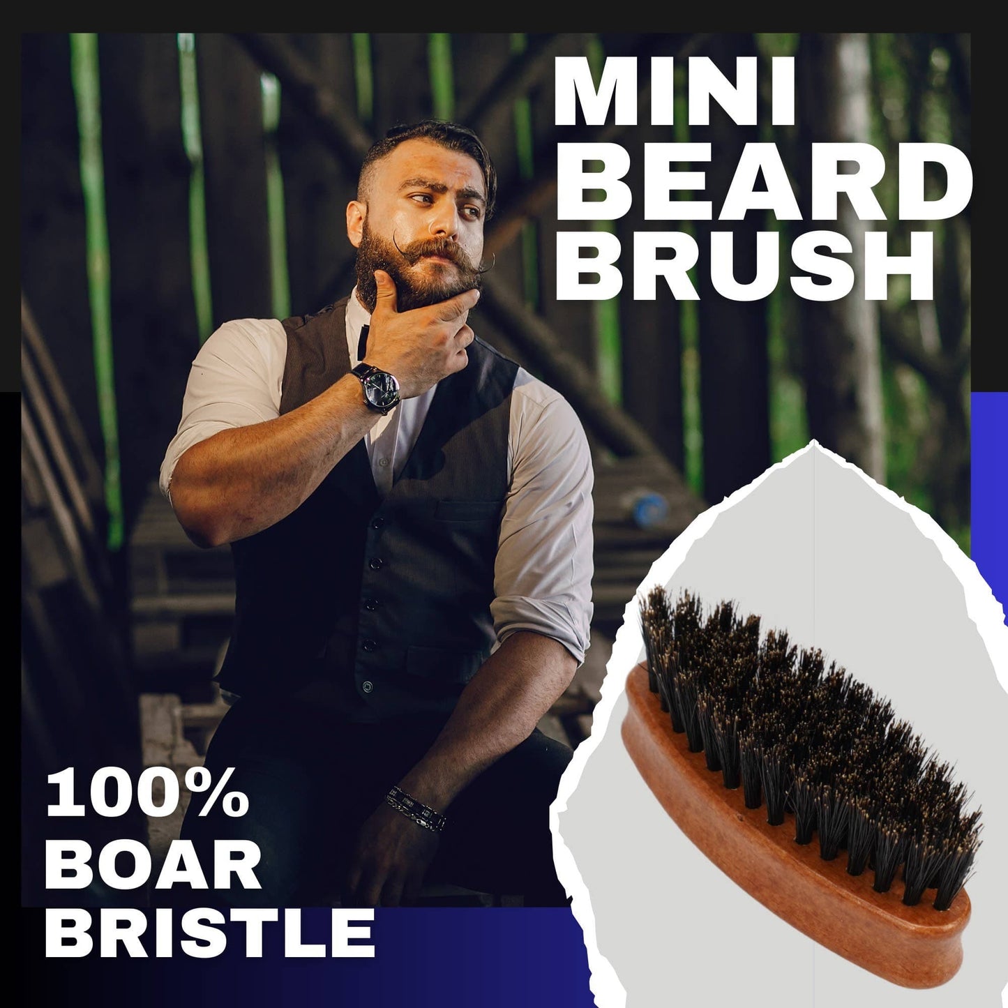 GENTS FINE GROOMING PRODUCTS GENTS FINE GROOMING PRODUCTS - Gents Wood Mini Travel Beard Brush - 100% Boar Bristles