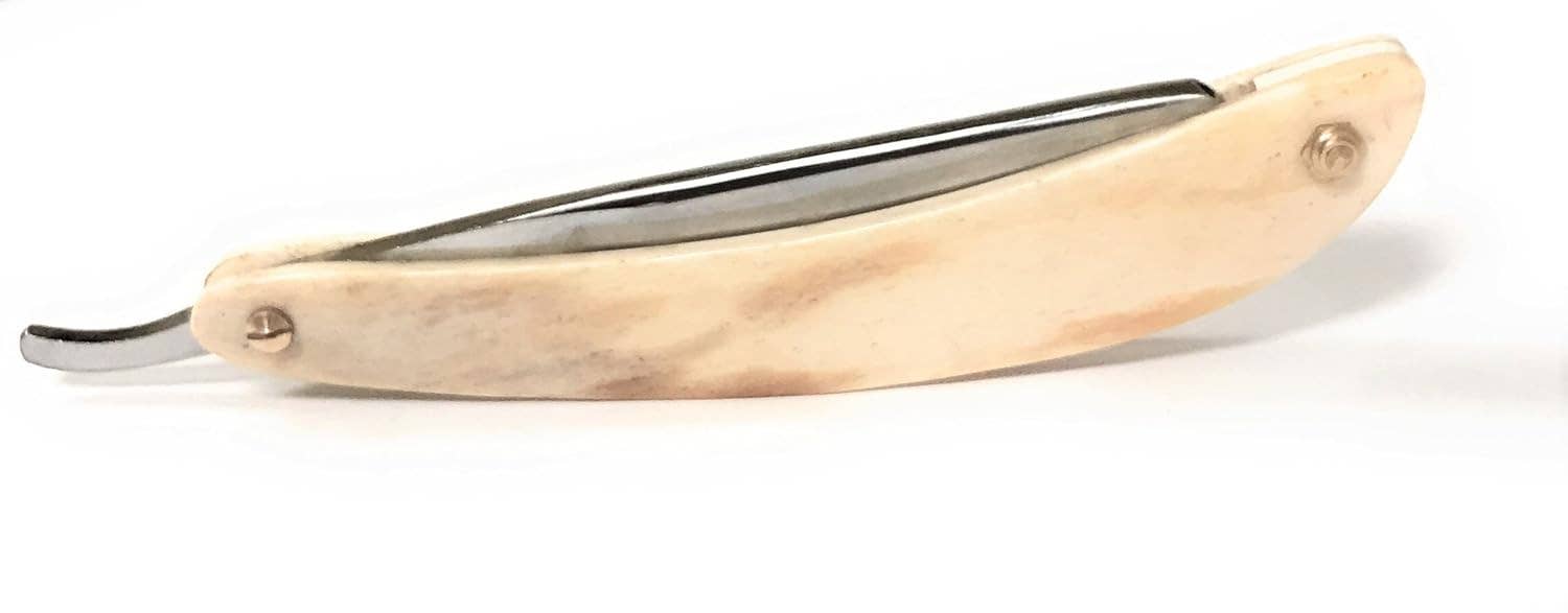 GENTS FINE GROOMING PRODUCTS GENTS FINE GROOMING PRODUCTS - Ivory Horn handle straight Razor 6/8 Carbon Steel w/ Case