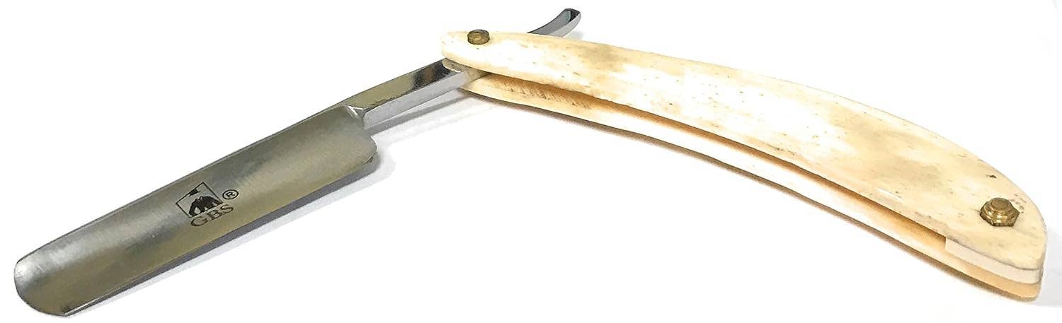 GENTS FINE GROOMING PRODUCTS GENTS FINE GROOMING PRODUCTS - Ivory Horn handle straight Razor 6/8 Carbon Steel w/ Case