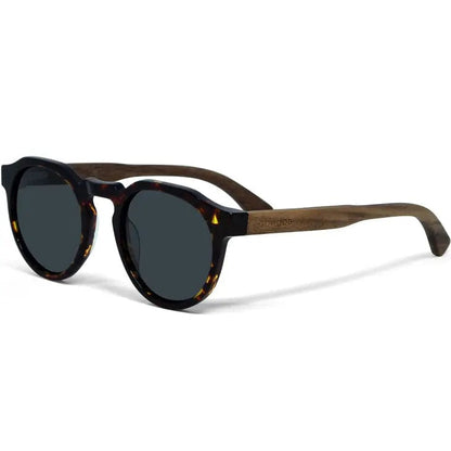 GOWOOD Sunglasses Walnut Panto Sunglasses Tortoise Frame Black Polarized Lens