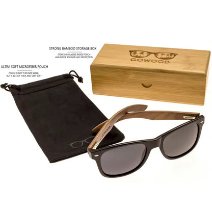 GOWOOD Sunglasses Walnut Wood Sunglasses with Black Polarized Lenses