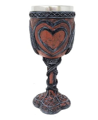 GREENROOTS USA LLC GREENROOTS USA LLC - Medieval Double Dragon Heart Goblet 7.5"H W/ Stainless Steel