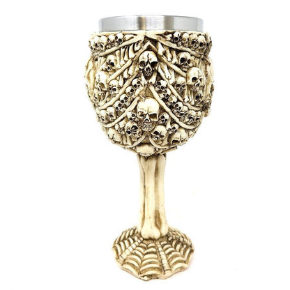 GREENROOTS USA LLC GREENROOTS USA LLC - Skull & Bones Goblet 6 oz W/ Stainless Steel Cup - 2.75" Cup