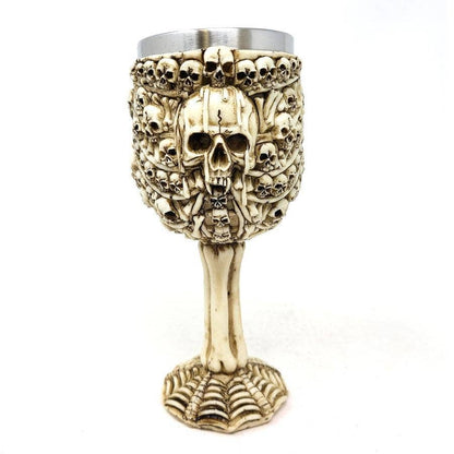 GREENROOTS USA LLC GREENROOTS USA LLC - Skull & Bones Goblet 6 oz W/ Stainless Steel Cup - 2.75" Cup