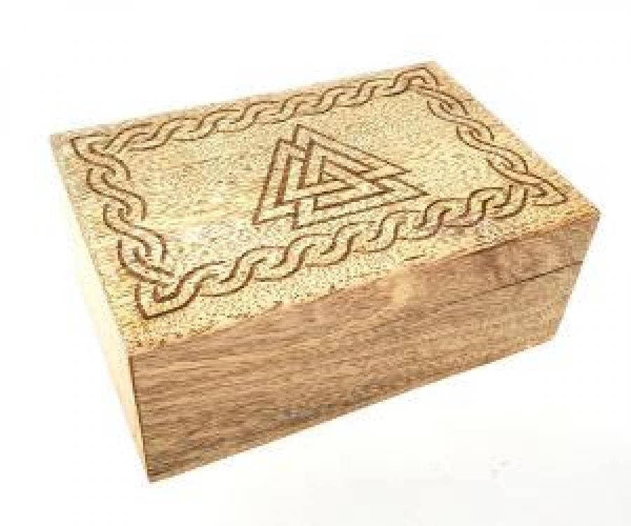 GREENROOTS USA LLC GREENROOTS USA LLC - Triple Triangle Carved Wood Box 4X6"