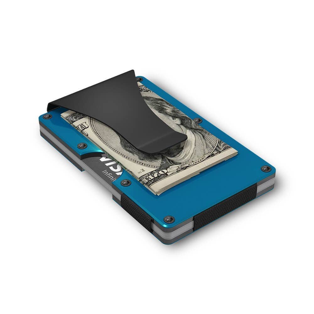 GRID Wallet GRID Wallet - Grid Wallet // Blue Aluminum: Blue / Aluminum / 3.38"L x 2.12"W x 0.23"H