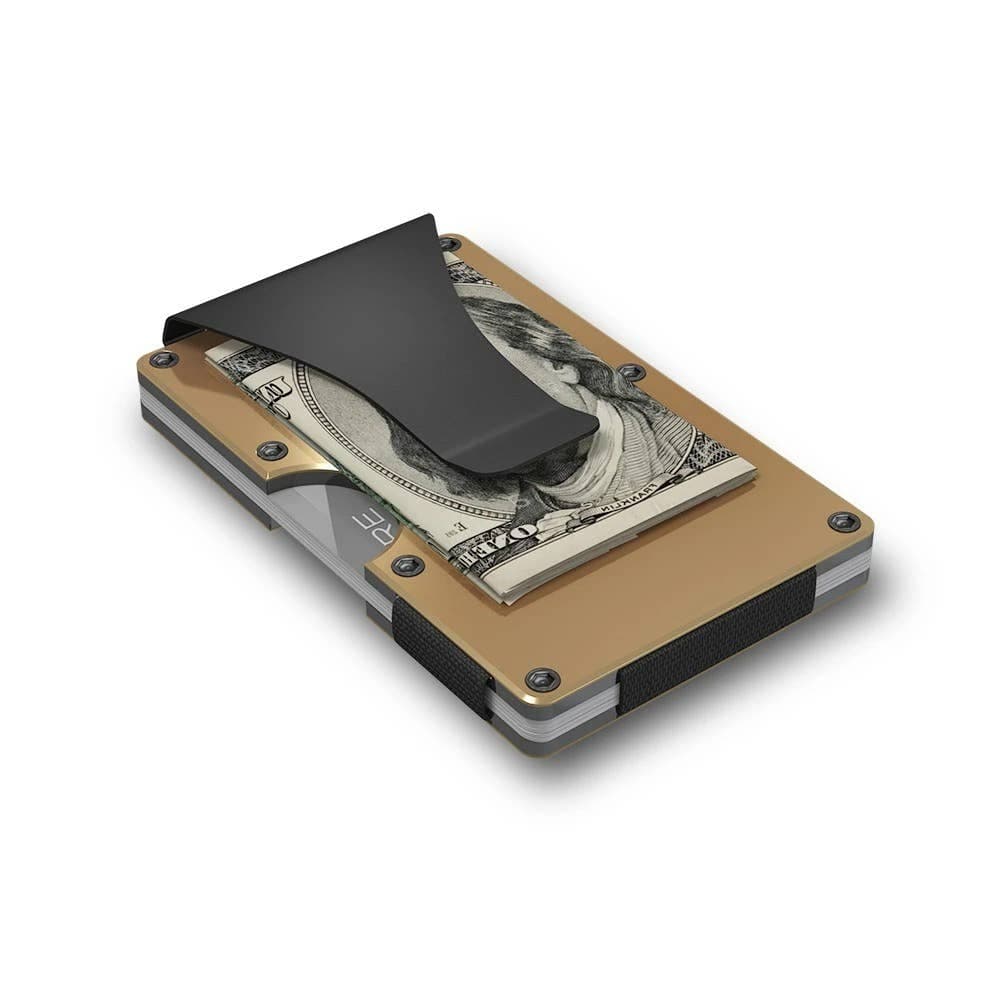 GRID Wallet GRID Wallet - Grid Wallet // Gold Aluminum: Gold / Aluminum / 3.38"L x 2.12"W x 0.23"H