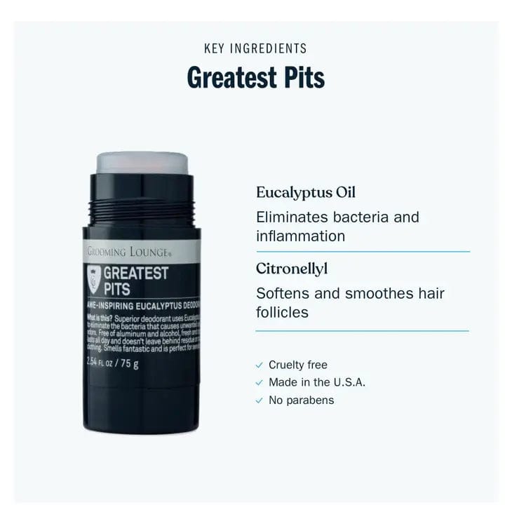 Grooming Lounge Deoderant The Greatest Pits Deodorant-Eucalyptus. Natural, no aluminum