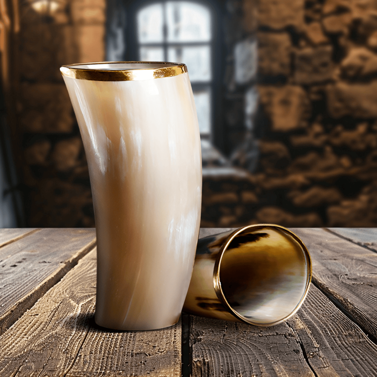 Handicrafts Home Handicrafts Home - Horn Drinking Glasses - Holds Upto 10 oz, Metallic Finish