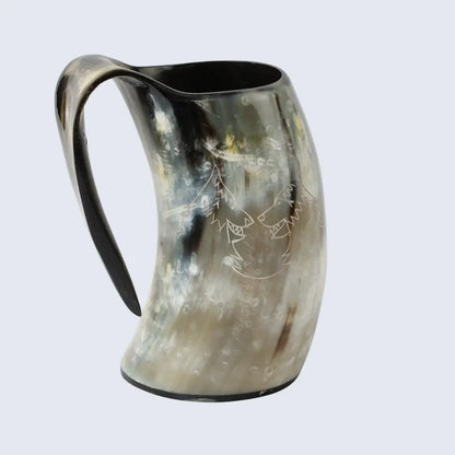 Handicrafts Home Handicrafts Home - Horn Whiskey Mugs - Holds Upto 6.5 oz, Twin Wolf