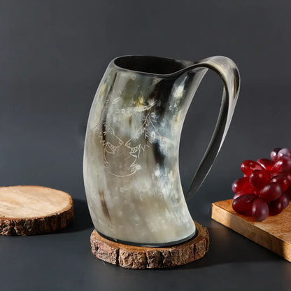 Handicrafts Home Handicrafts Home - Horn Whiskey Mugs - Holds Upto 6.5 oz, Twin Wolf