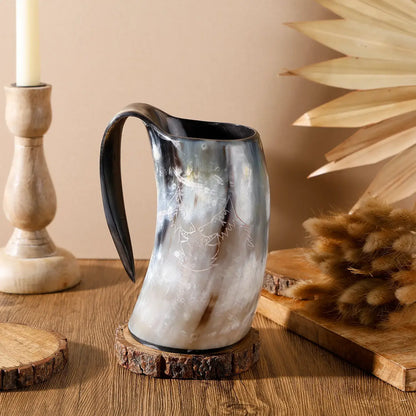 Handicrafts Home Handicrafts Home - Horn Whiskey Mugs - Holds Upto 6.5 oz, Twin Wolf