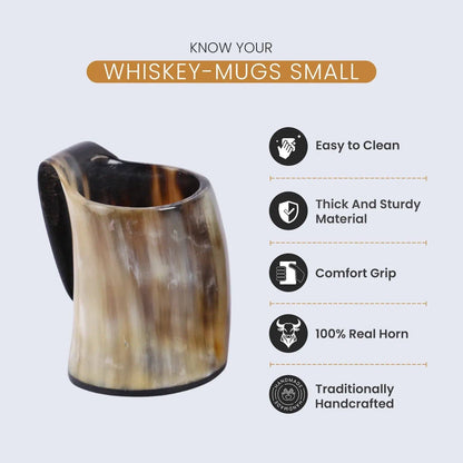 Handicrafts Home Handicrafts Home - Horn Whiskey Mugs Pack 2 - Holds Upto 6.5 oz, Natural: Set of 2 Pcs