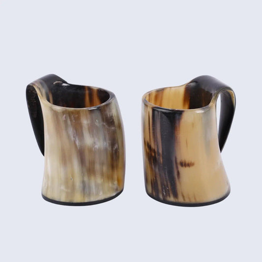 Handicrafts Home Handicrafts Home - Horn Whiskey Mugs Pack 2 - Holds Upto 6.5 oz, Natural: Set of 2 Pcs