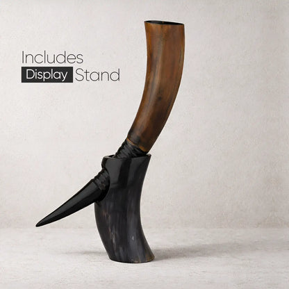 Handicrafts Home Handicrafts Home - Real Ox Horn Drinking Horn with Stand 16 oz Beer Mug Gift