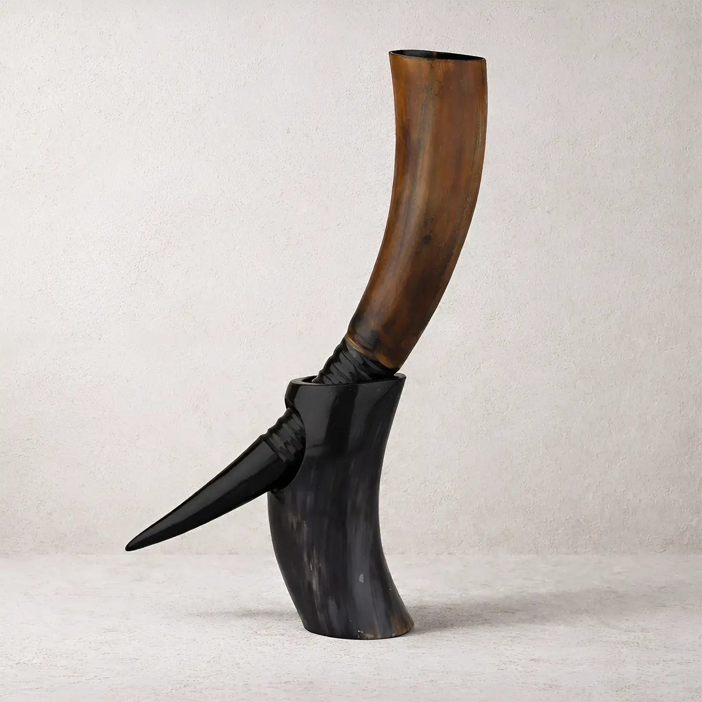 Handicrafts Home Handicrafts Home - Real Ox Horn Drinking Horn with Stand 16 oz Beer Mug Gift
