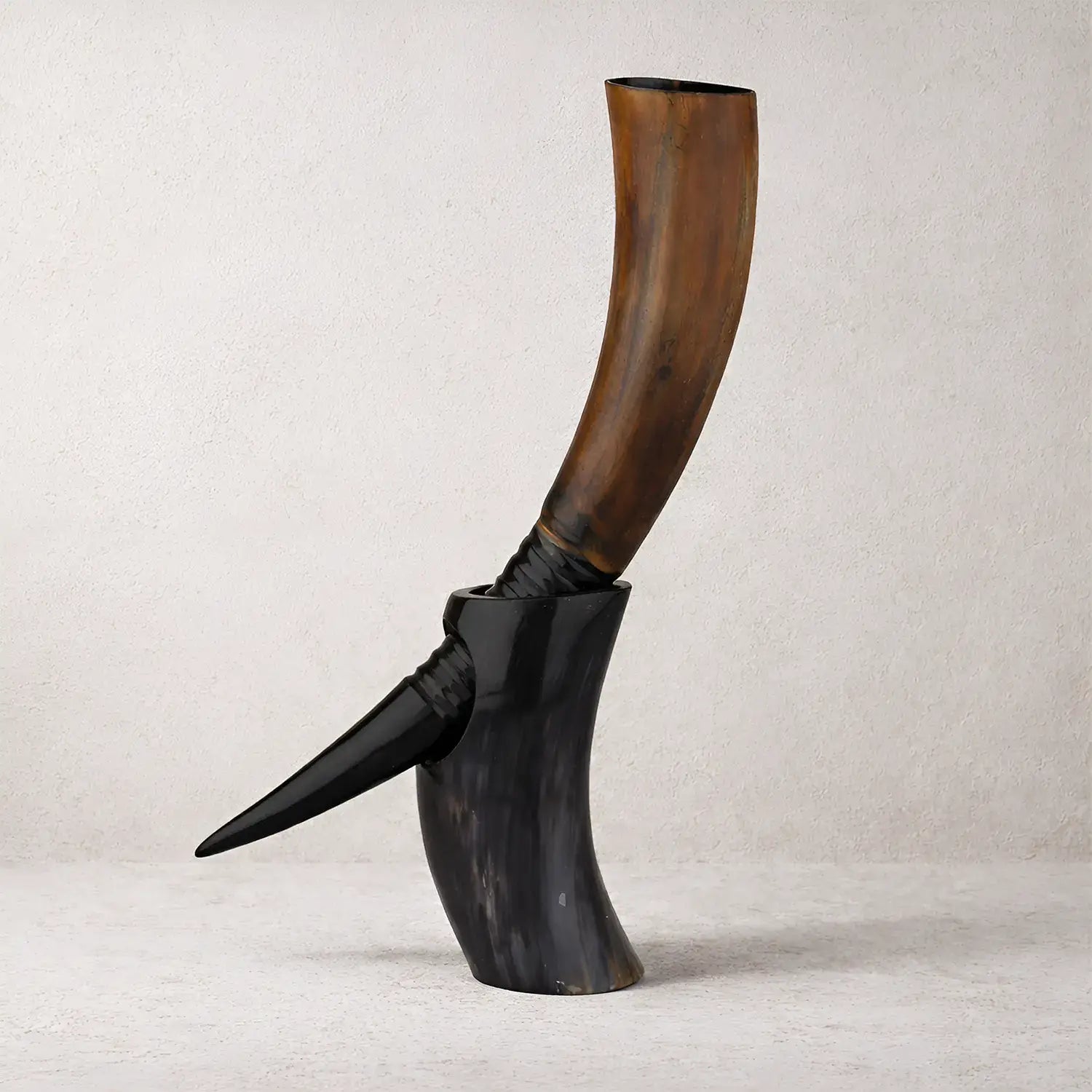 Handicrafts Home Handicrafts Home - Real Ox Horn Drinking Horn with Stand 16 oz Beer Mug Gift