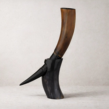 Handicrafts Home Handicrafts Home - Real Ox Horn Drinking Horn with Stand 16 oz Beer Mug Gift