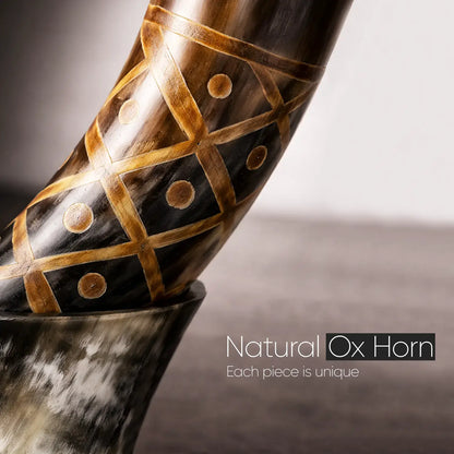 Handicrafts Home Handicrafts Home - Real Ox Horn Drinking Horn with Stand 16 oz Beer Mug Gift