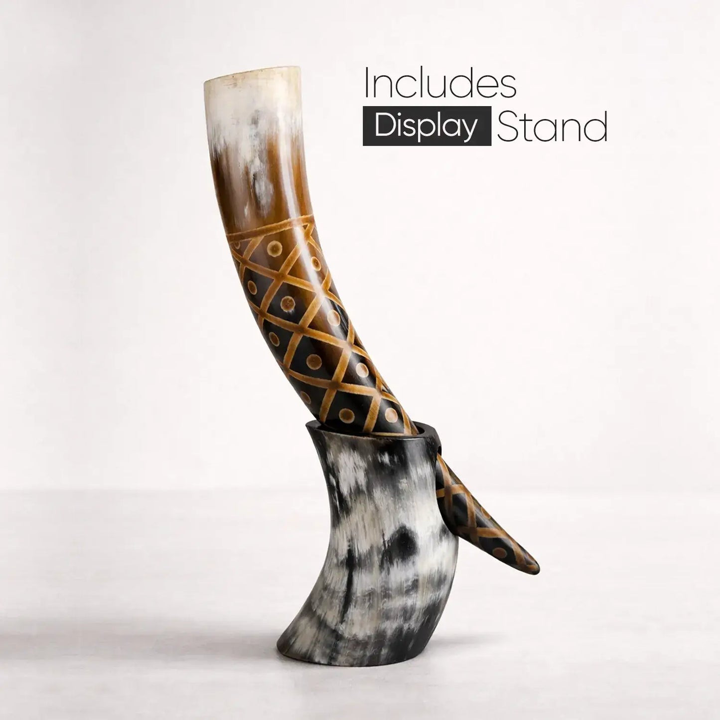 Handicrafts Home Handicrafts Home - Real Ox Horn Drinking Horn with Stand 16 oz Beer Mug Gift