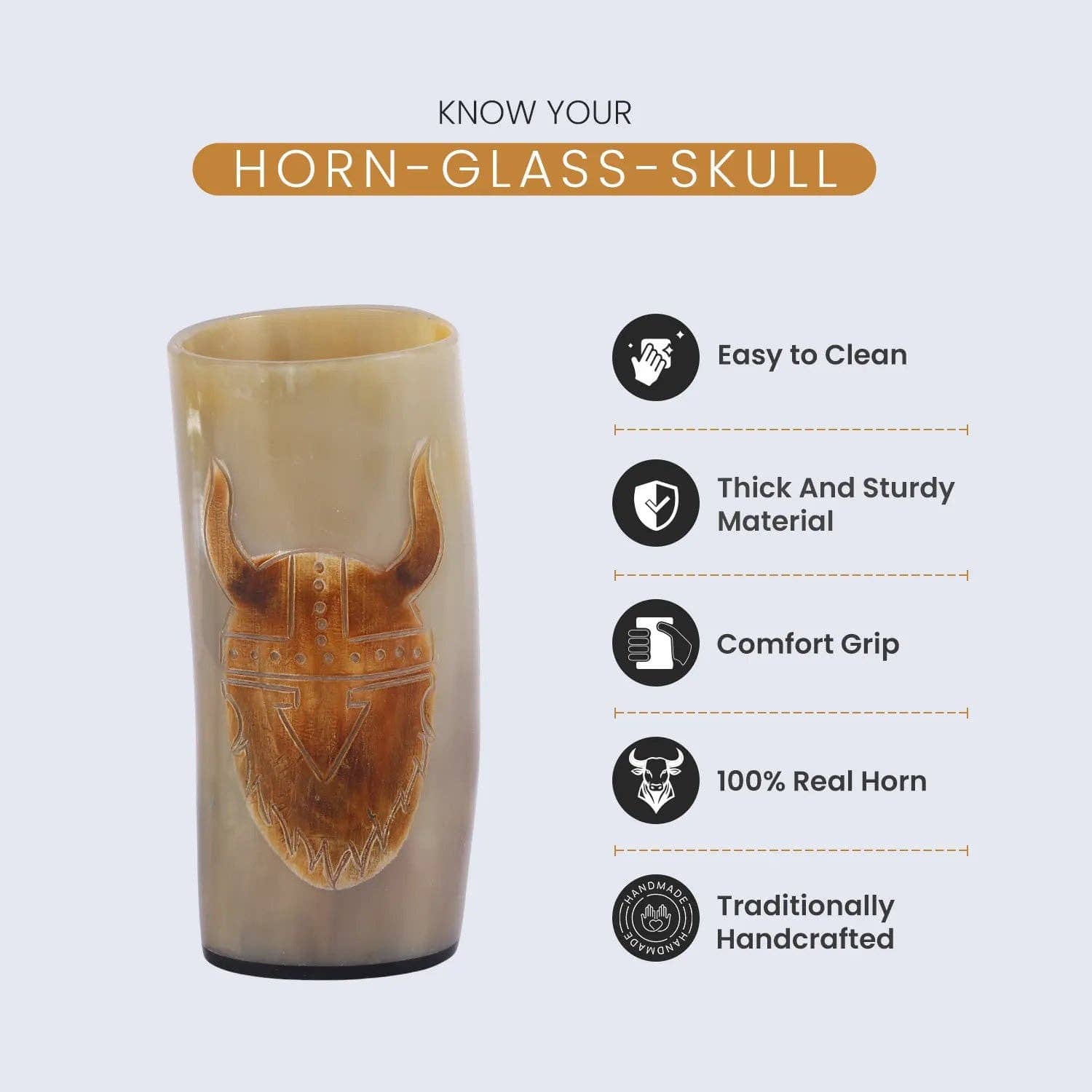 Handicrafts Home Handicrafts Home - Viking Drinking Horn Glass Handmade Whiskey Cup - 6”