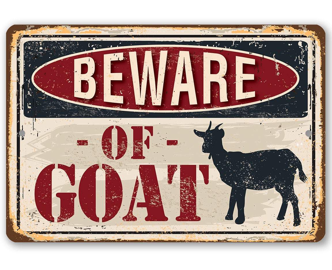 Lone Star Art 8 x 12 Lone Star Art - Beware of Goat - Metal Sign