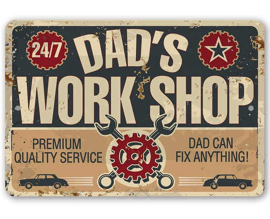 Lone Star Art 8 x 12 Lone Star Art - Dad's Work Shop - Metal Sign