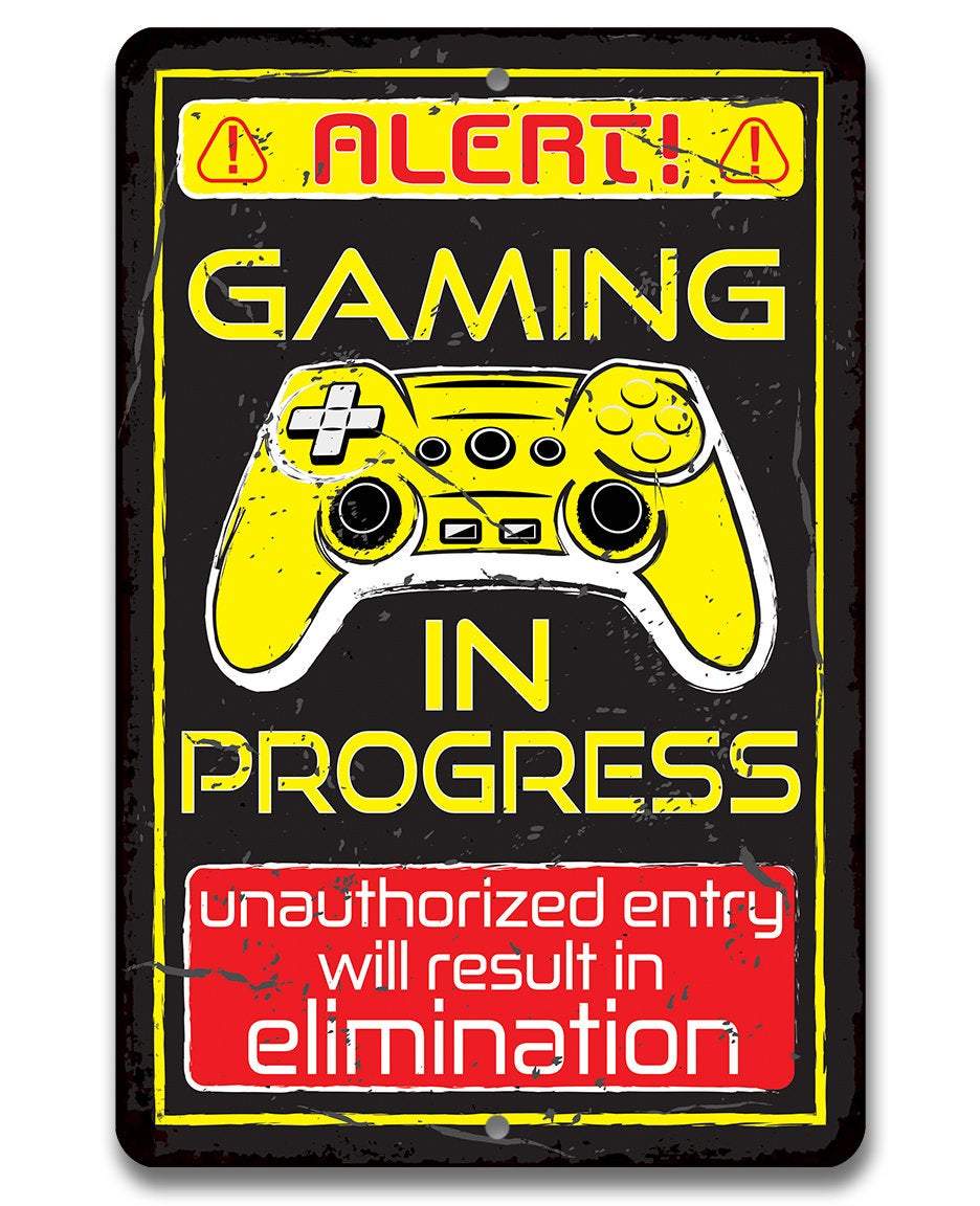 Lone Star Art 8 x 12 Lone Star Art - Gaming In Progress - Metal Sign