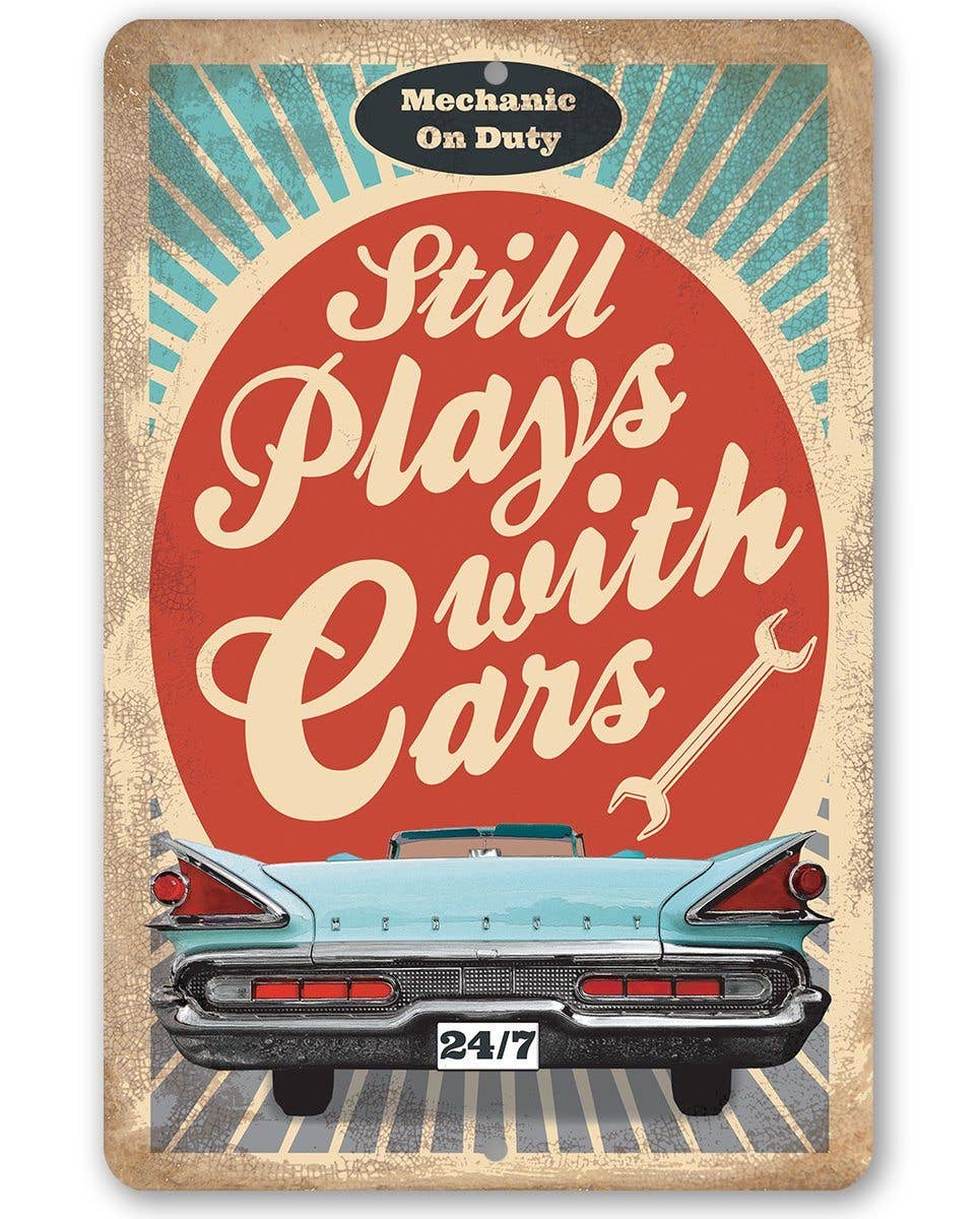 Lone Star Art 8 x 12 Lone Star Art - Still Plays With Cars - Metal Sign