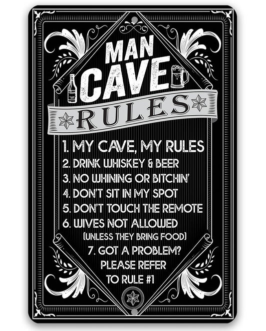 Lone Star Art 8x12 Lone Star Art - Man Cave Rules Metal Sign