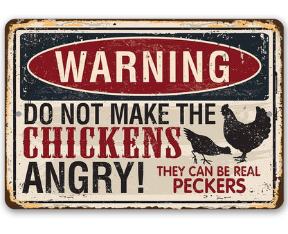 Lone Star Art Lone Star Art - Warning Do Not Make Chickens Angry - Metal Sign: 8 x 12