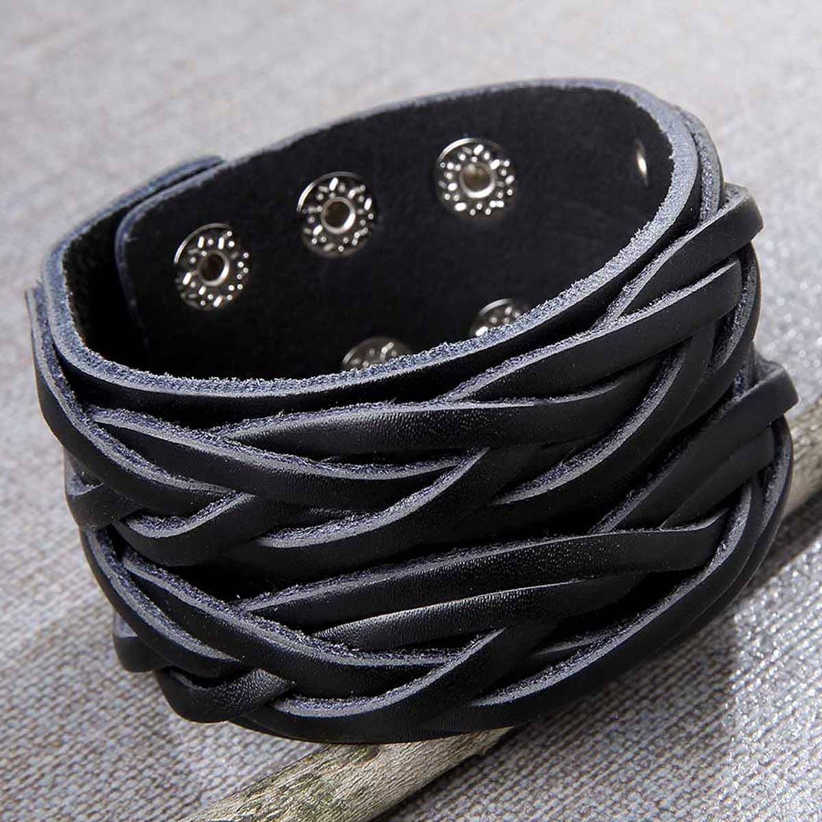 Mad Man Braided Mad Man - Men's Distressed Wide Bracelet