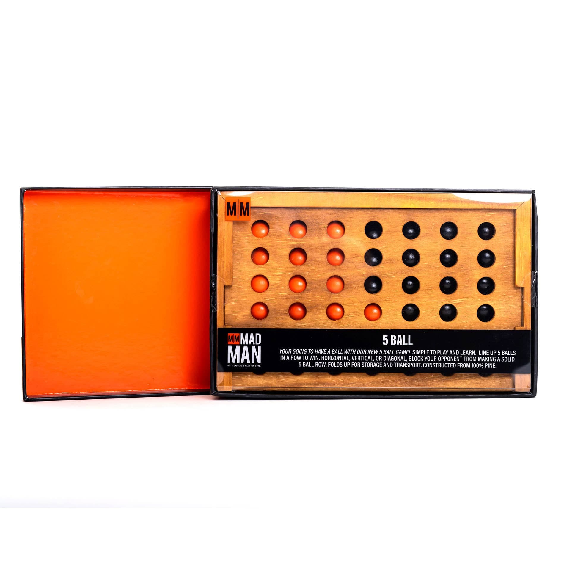 Mad Man Mad Man - 5 Ball | 5-in-a-Row Wood Strategy Board Game