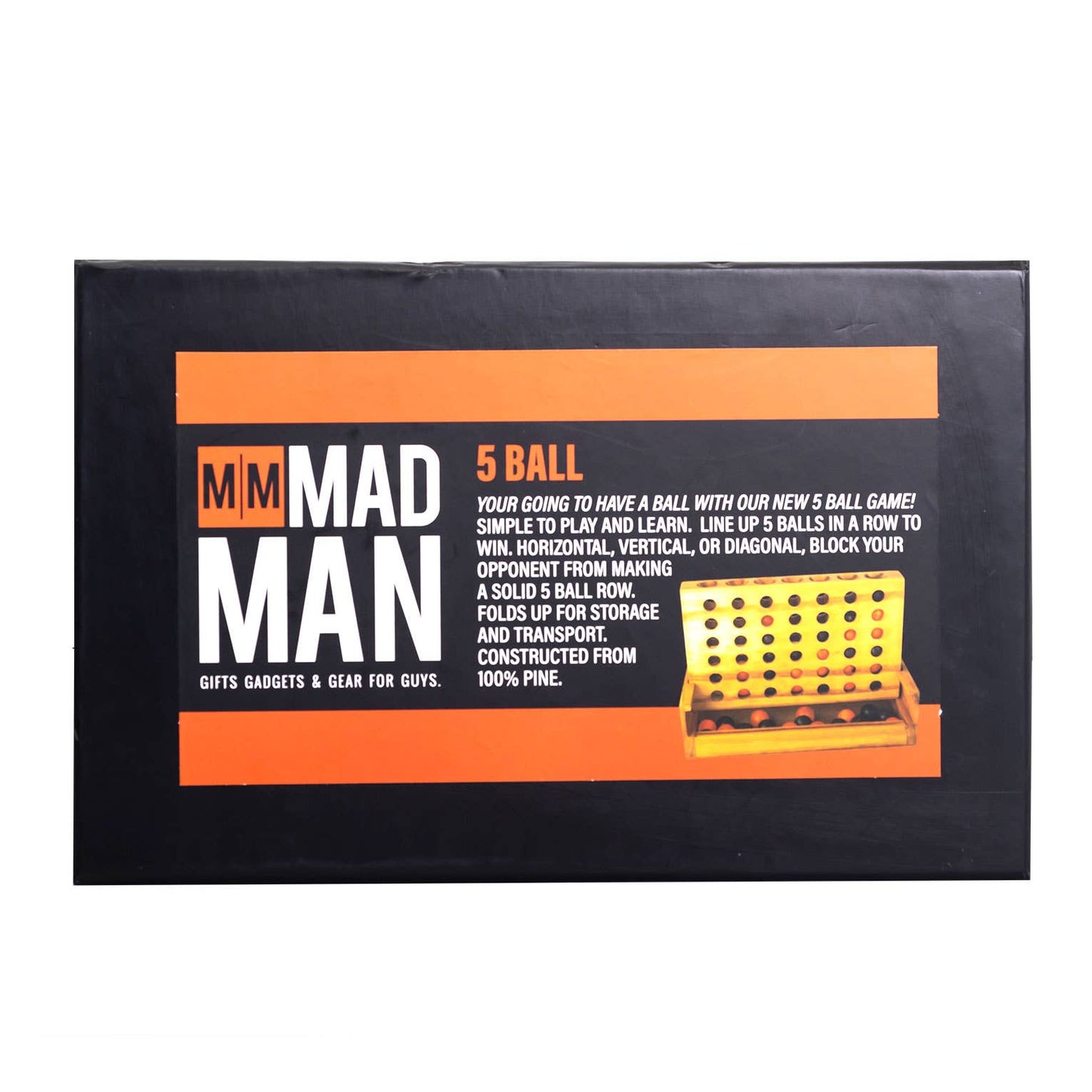 Mad Man Mad Man - 5 Ball | 5-in-a-Row Wood Strategy Board Game