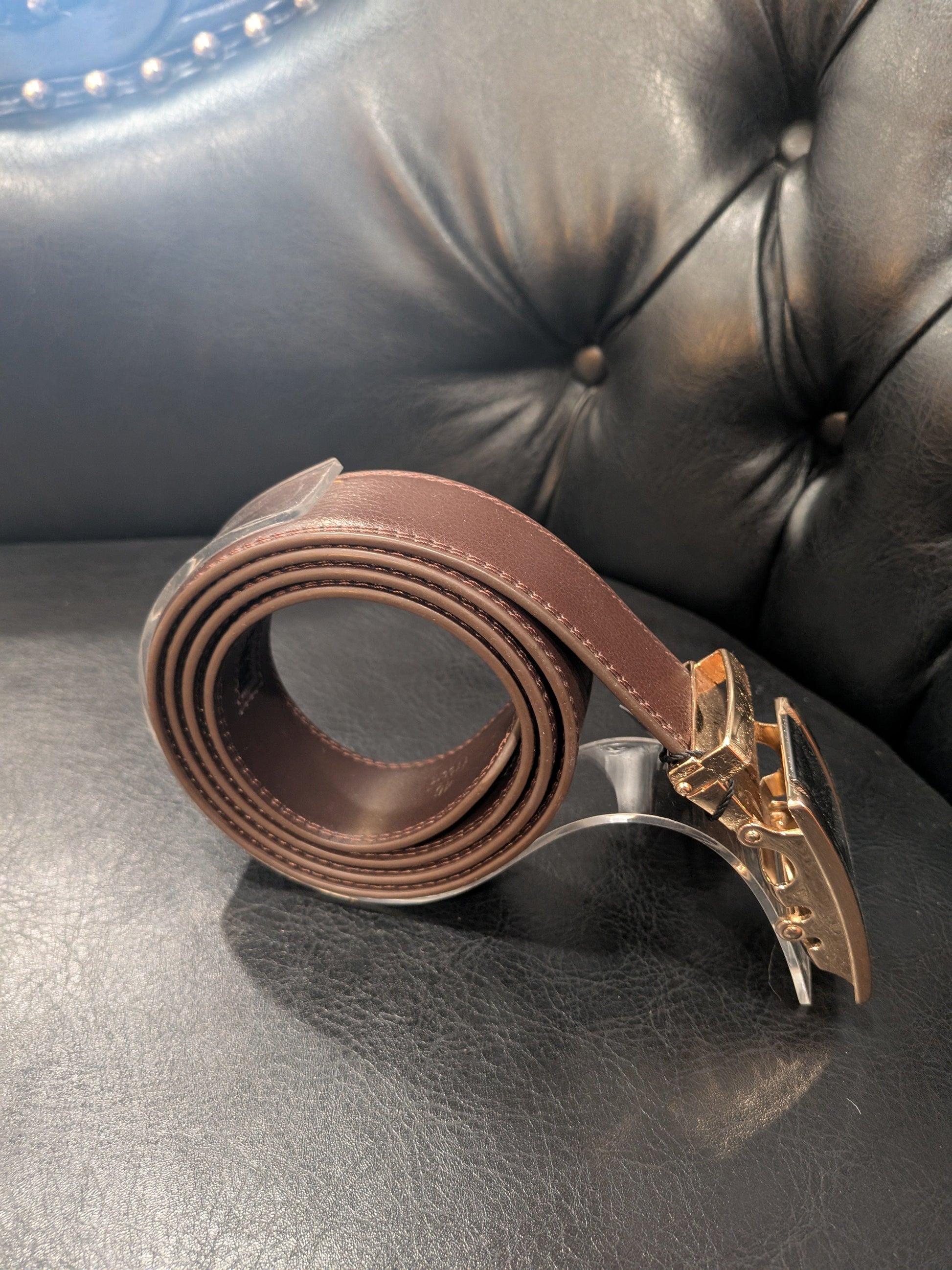 Mad Man Mad Man Ratchet Belt - Brown - Gold and Black Buckle